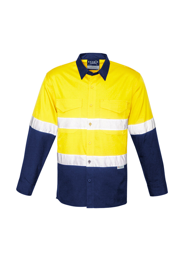 Masculino Rugged Cooling HI Vis Taped manga comprida Camisa