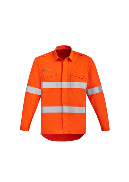 Camisa masculina Orange Flame Hi Vis com frente aberta - Hoop Taped