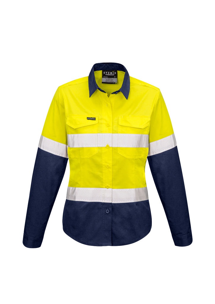 Camisa feminina de manga comprida com resfriamento robusto HI Vis gravado